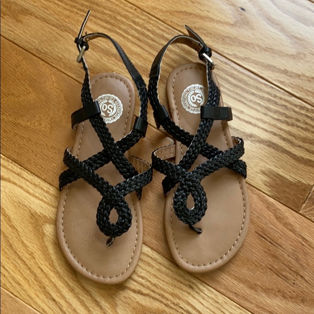 EUC Girls Size 1 Black Rope Sandals